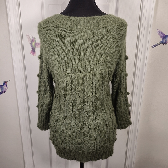 Sweet by Miss Me M Alpaca Blend Granny Core Bobble Cable Knit Cardigan - Picture 5 of 7